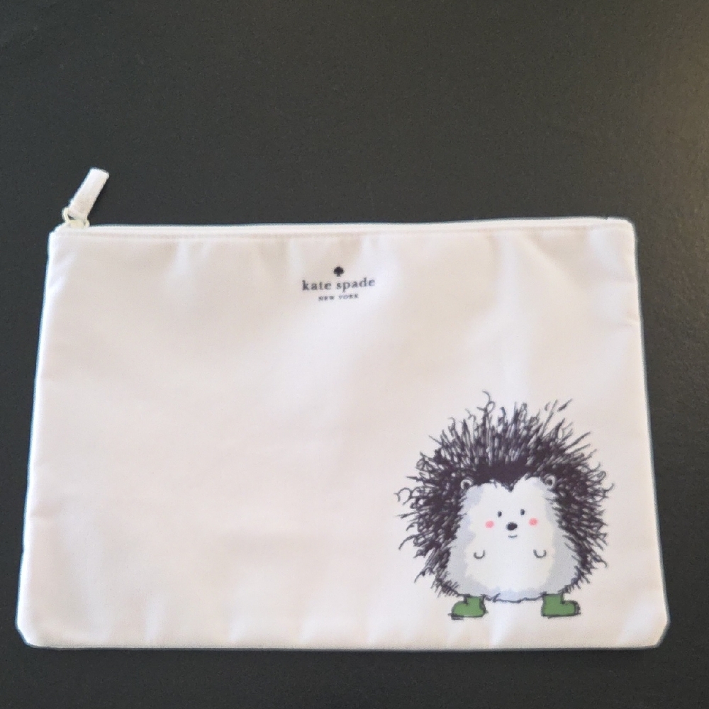 NWOT Kate Spade Cream Pouch with Hedgehog Motif